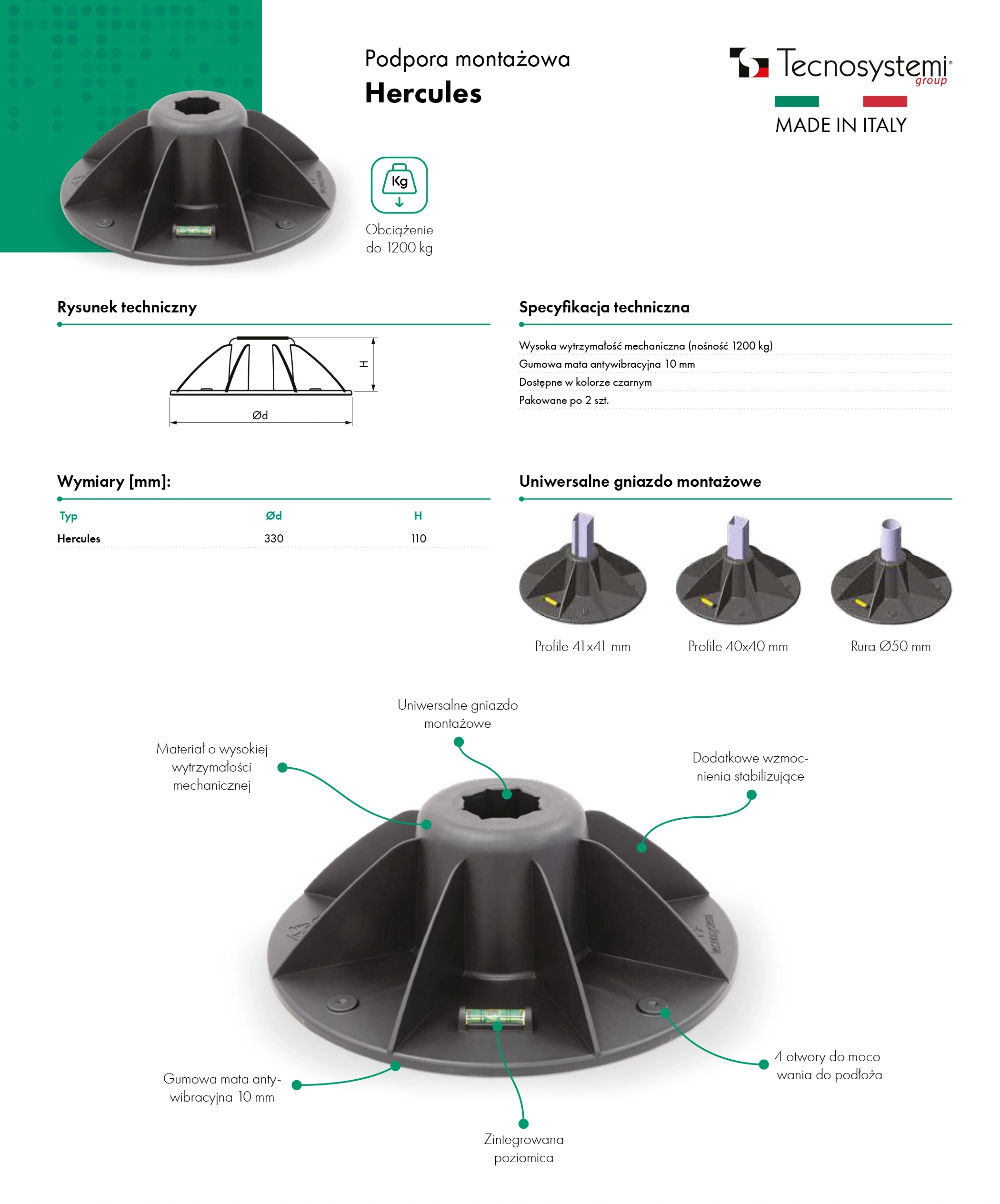 Podpora montażowa Hercules-karta-katalogowa
