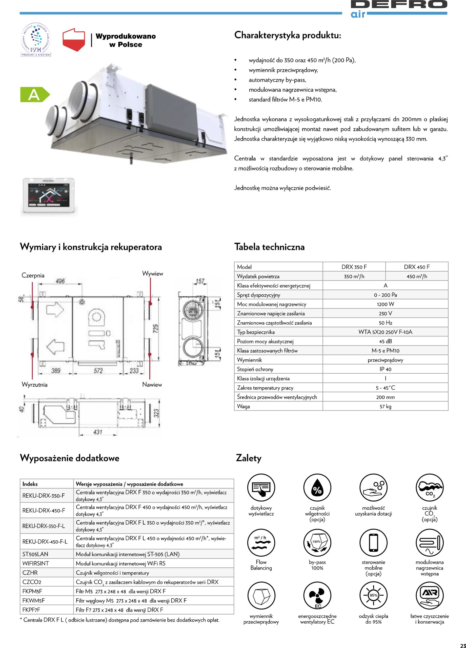 Centrala wentylacyjna DRX F Defro-karta-katalogowa
