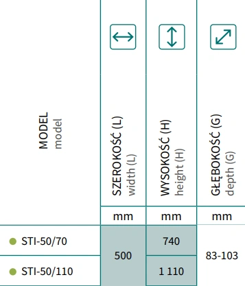 Grzejnik drabinkowy STICK INSTALPROJEKT-wymiary