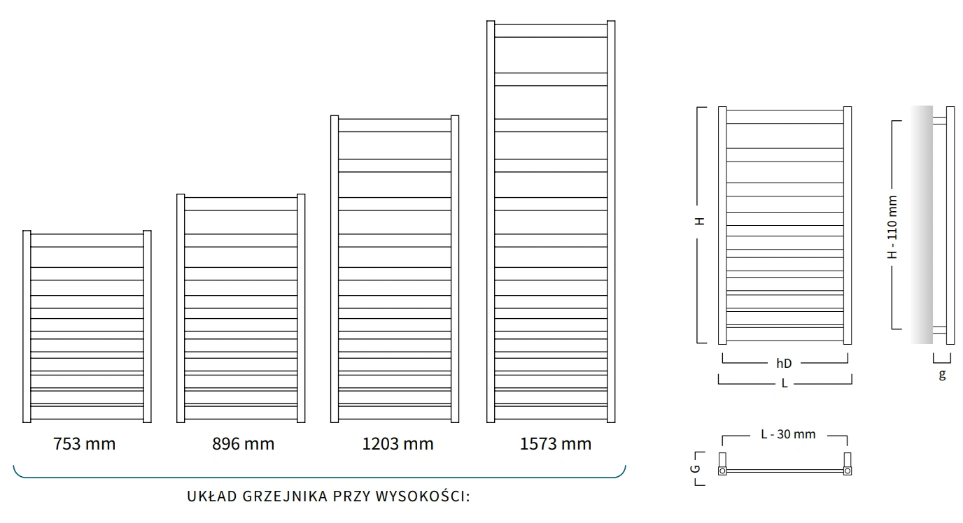 Grzejnik łazienkowy BELTI-INSTALPROJEKT-wymiary-schemat