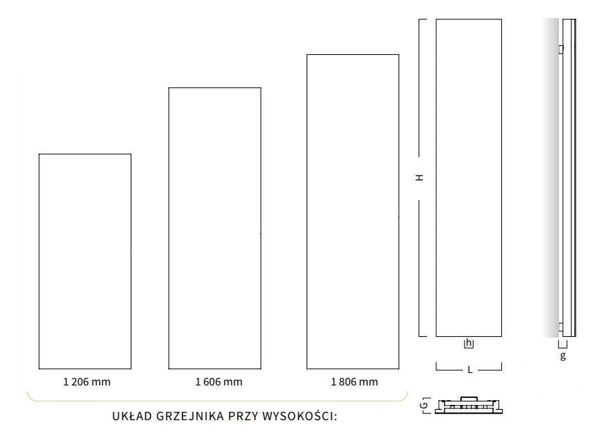 Grzejnik dekoracyjny INDIVI INSTALPROJEKT-wymiary-schemat