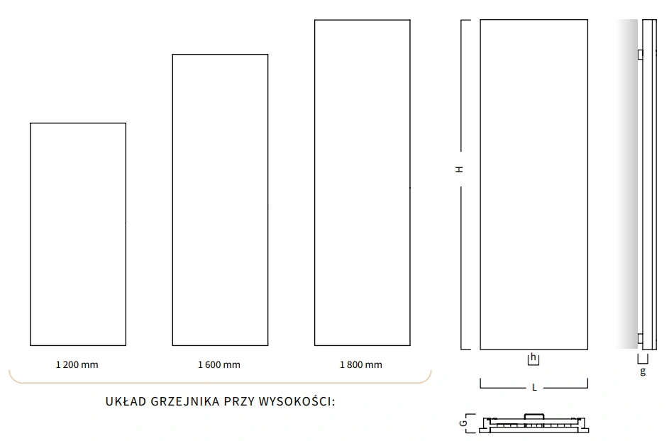 Grzejnik ekranowy INVENTIO INSTALPROJEKT-wymiary-schemat