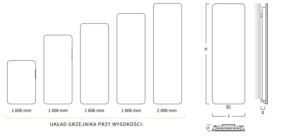 Grzejnik elektryczny Indivi New InstalProjekt bialy-wymiary-schemat