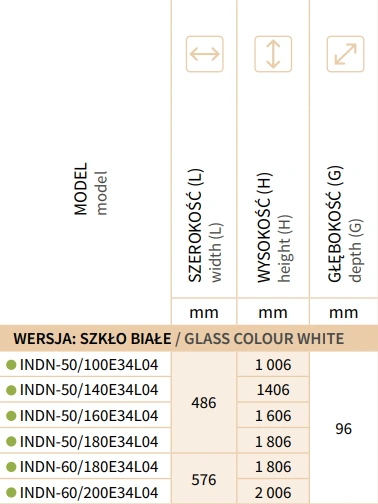 Grzejnik elektryczny Indivi New InstalProjekt bialy-wymiary