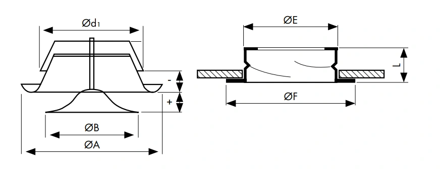 Zawór wywiewny z ramką montażową SV-A2-HAVACO-wymiary-schemat