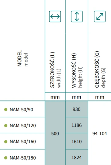 Grzejnik drabinkowy NAMELESS InstalProjekt-wymiary