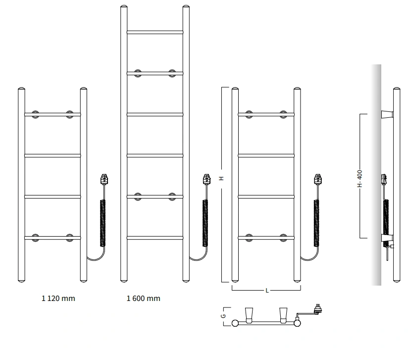 Grzejnik elektryczny Primavera InstalProjekt czarny-wymiary-schemat
