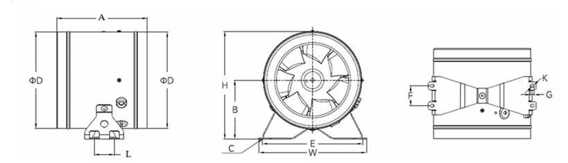 Wentylator kanałowy ICJ-Jet-EC HAVACO-wymiary-schemat